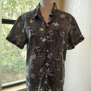 Lost at sea button up dress shirt short sleeve Mens medium Hawaiian